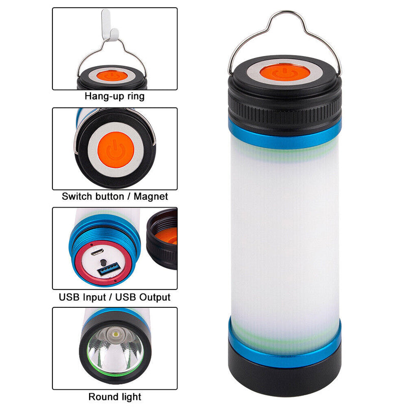 Camping Flashlight 5 Working Modes 4000mAh USB Rechargeable Portable Zoom Torch