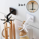 360° 6-Hook Under Shelf Kitchen Utensil Organiser Wall Hook Hanging Rack Holder`