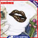 Valentines Day Leopard Lips Print Women Fashion Tees White Female T-Shirt S-XXXL