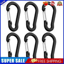 6x Aluminium Buckle Keychain Climbing Carabiner Outdoor Hiking Hook (Black)