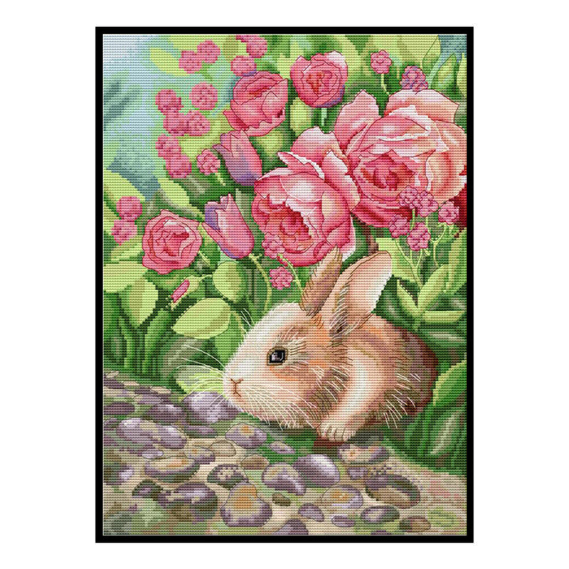 Full Embroidery DIY 14CT Scented Rabbit Stamped Cotton Thread Cross Stitch Kit