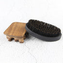 Oval Portable Boar Bristle Beard Brush Men Beard Care Shaving Brush (Black)