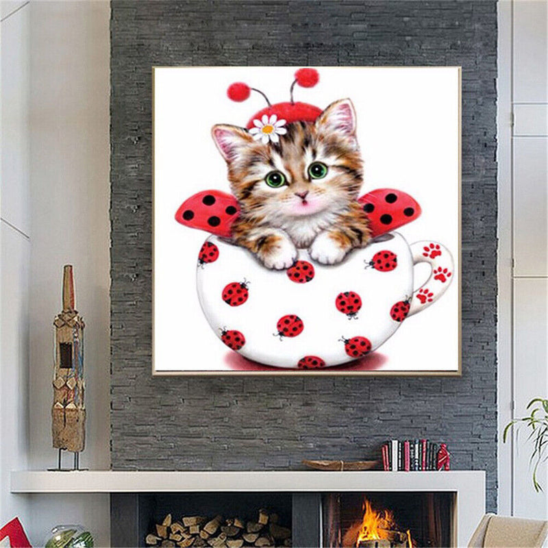 Home Decoration 5D Cute Cat Diamond Painting Cross Stitch Embroidery Craft