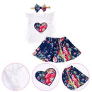 3pcs Tops Flower Print Skirts Summer Kid Girl Clothes Set Cotton Sleeveless