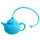 Teapot Shape Tea Bag Strainer Infuser Silicone Leaf Filter Diffuser (Blue) Newly