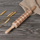 Christmas Snowflake Embossing Rolling Pin Baking Cookies Engraved Roller