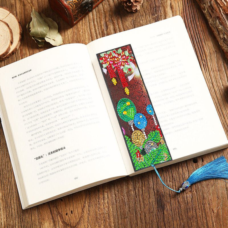 DIY Special Shaped Rhinestone Diamond Painting Leather Bookmark Tassel Page Mark