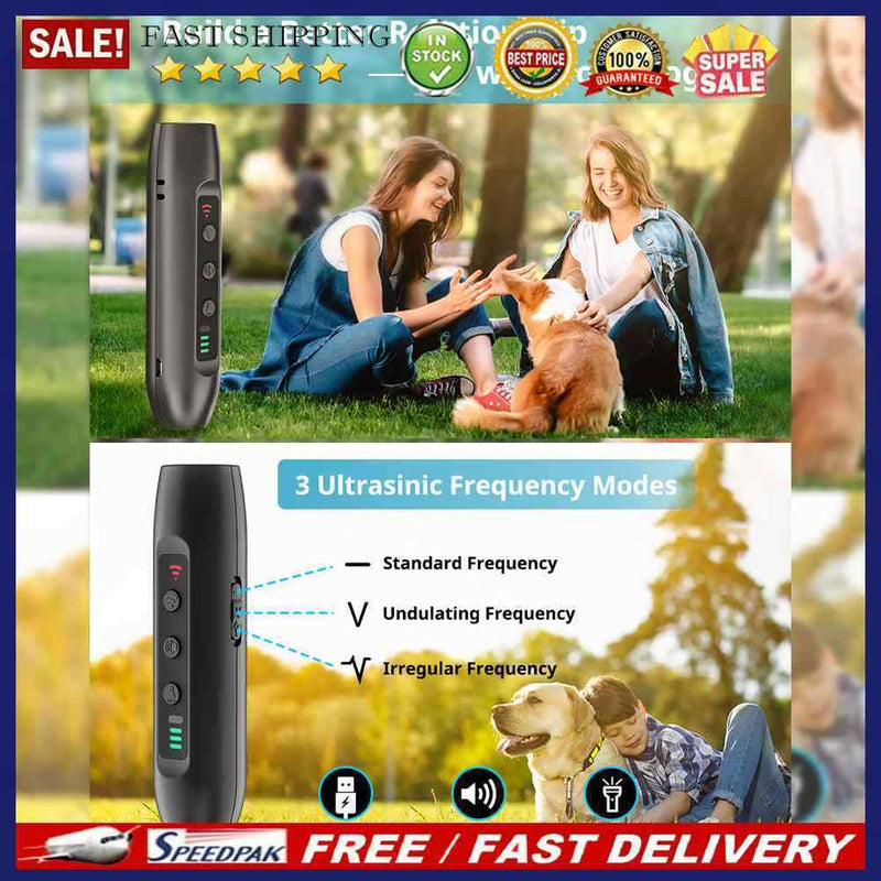 Ultrasonic Dog Repeller Led Flashlight Anti Barking Training Device Pet Supplies