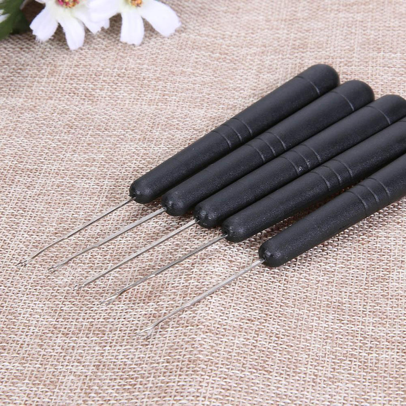 5pcs/set Plastic Handle Sealing Crochet Hooks Knitting Sewing Needles(Black