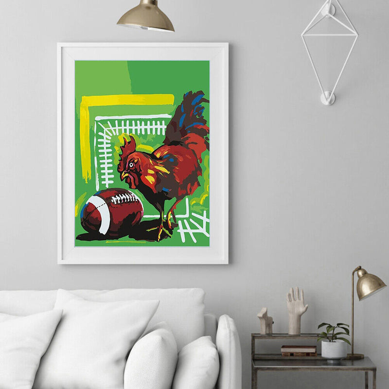 Painting By Numbers Kit Frameless DIY Rugby Rooster Hand Painted Canvas Artwork