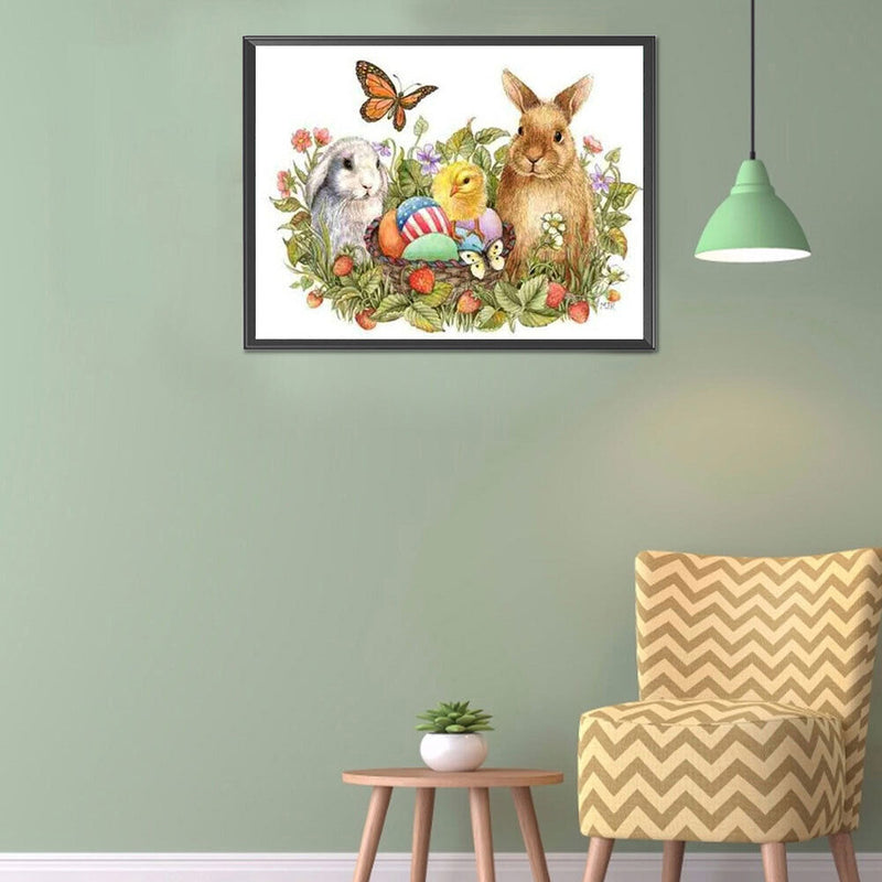 5D Diamond Painting Kit DIY Easter Bunny Full Round Drill Mosaic Picture Wall