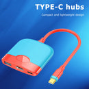 3 in 1 for NS Type-C to HDMI-Compatible USB 3.0 PD HDTV Extender (Red Blue)