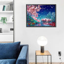 Night Peach Tree Oil Paint By Numbers Kits DIY Handpainted Canvas Picture