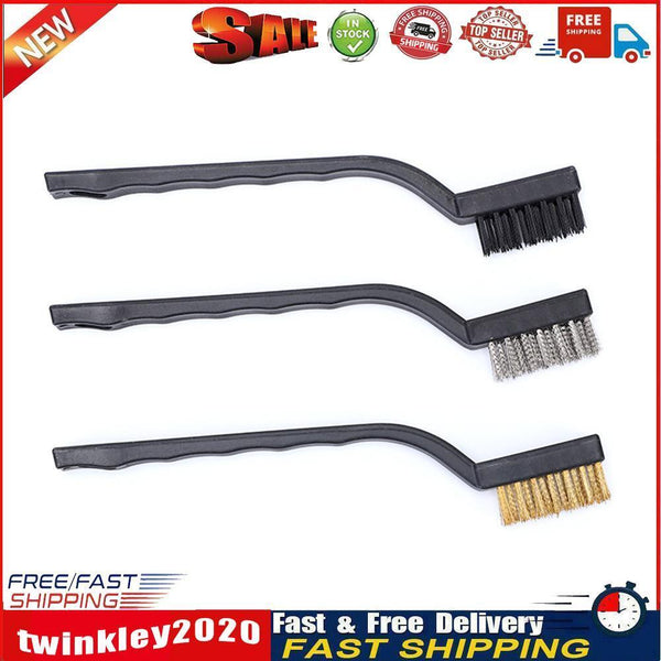 3pcs Wire Brush 7 inch Mini Rust Paint Remover Scrubbing Cleaning Brushes Newly