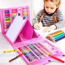 Kids Colored Crayon Watercolors Pens Drawing Set (208pcs with Board Pink)
