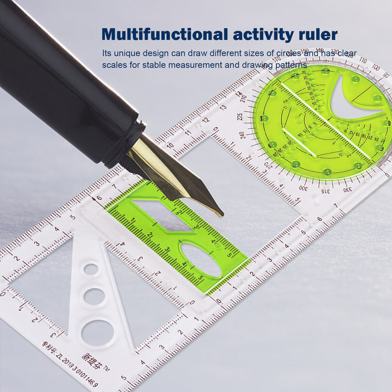 Geometric Ruler Rotatable Geometric Drawing Template Measuring Draft Rulers