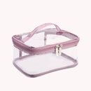 Simple Layer Waterproof Cosmetic Makeup Bags Women Toiletry Cases (Pink)