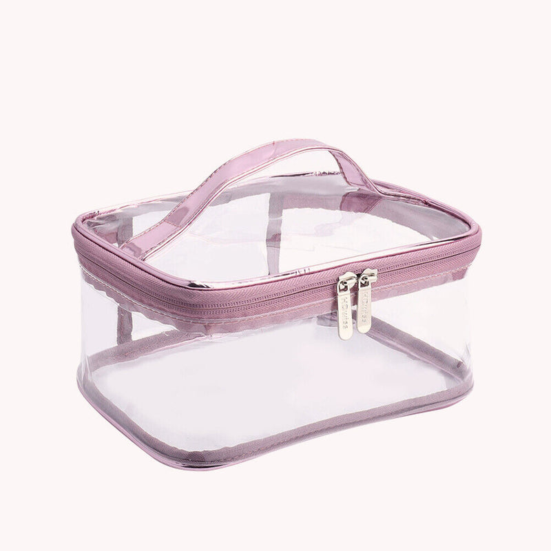 Simple Layer Waterproof Cosmetic Makeup Bags Women Toiletry Cases (Pink)