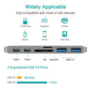 Dual Type-C Hub 2 Ports USB 3.0 TF Card Reader Adapter for MacBook Pro 2016 2017