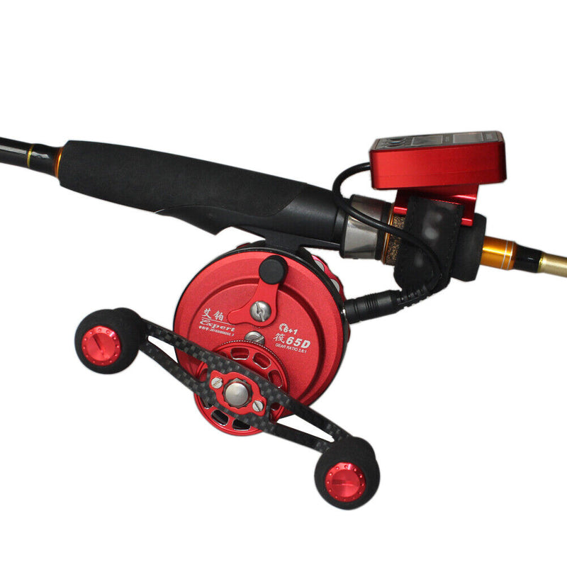 Solar Power Counting Fish Line Wheel + Digital LCD Display Round Fish Boat-12813