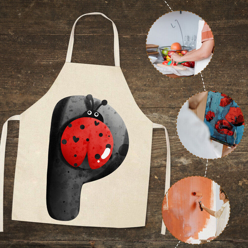 Insect P Print Apron Linen Waterproof Cooking Bibs Home Pinafore (68x55cm)