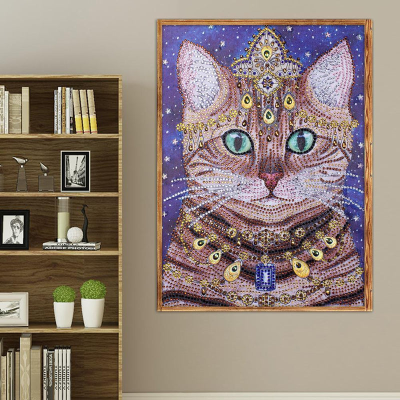 5D DIY Special Shaped Diamond Painting Noble Cat Cross Stitch Embroidery