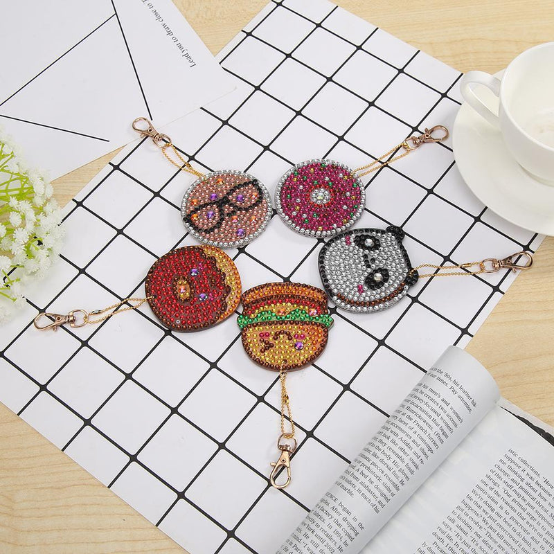 5pcs DIY Full Drill Special Diamond Painting Keychain Donuts Pendant Gift Newly