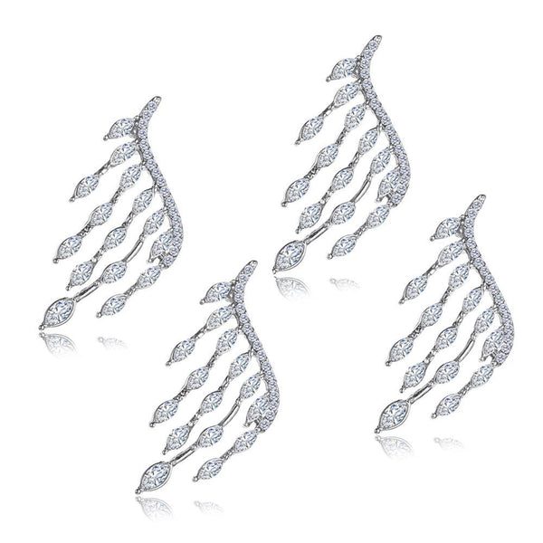 Zircon Drop Dangle Elegant Rhinestone Ear Stud Ear Clip Angel Wings Earrings
