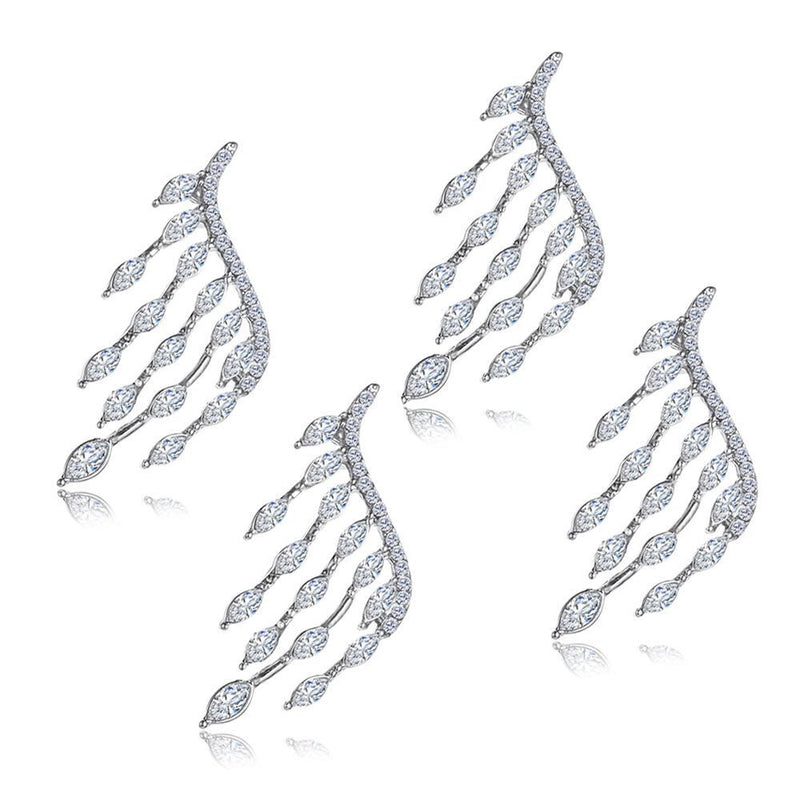 Zircon Drop Dangle Elegant Rhinestone Ear Stud Ear Clip Angel Wings Earrings