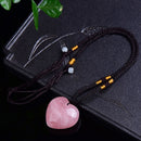 Healing Magic Wand Gift Energy Jade Heart Pendant Gem Pink Crystal Necklace