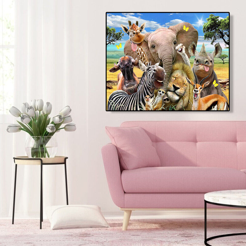 Painting By Numbers DIY Happy Animals Canvas Oil Wall Art Picture Ornaments Kit