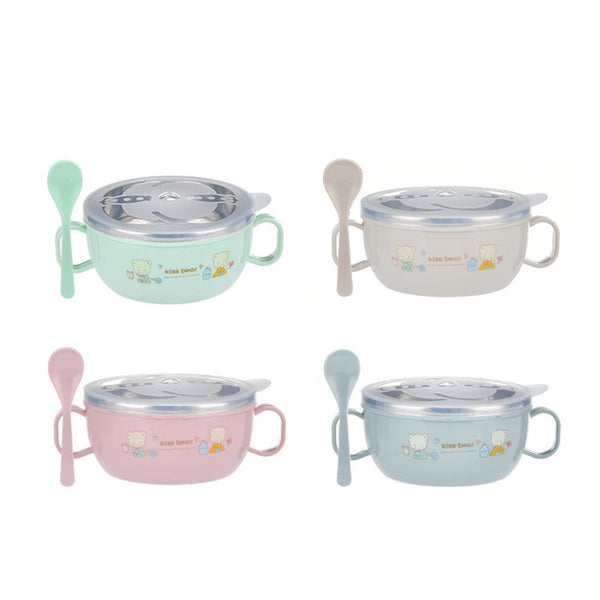 Dinnerware Baby Feeding Bowl With handle Bowl Spoon Set Stainless steel