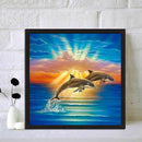 5D Diamond Painting Kit Jumping Dolphin Full Round Drill DIY Mosaic Crafts