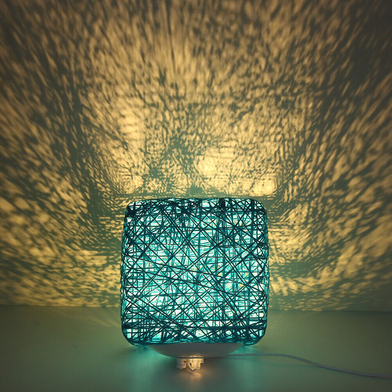 LED Square Bamboo Rattan Night Light Room Starry Sky Project Lamp (Blue) Newly