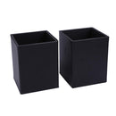 Square Leather Makeup Brush Holder Travel Cosmetic Pen Storage Cup (Black)