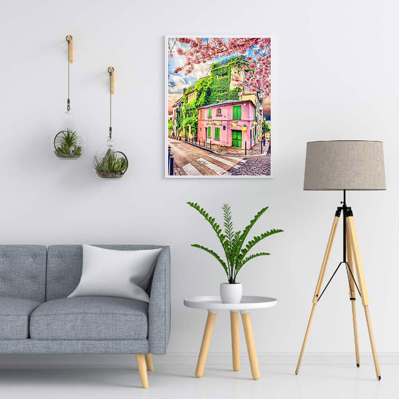 5D DIY Diamond Painting Kits Full Round Drill Pink House Seascape Mosaic