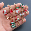 Style Christmas Key Chains Enamel Keychains Lobster Buckle Snowman Bell Tree