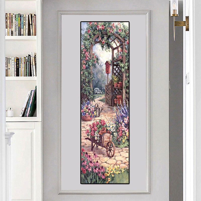 5D DIY Diamond Painting Garden Cart Full Round Drill Rhinestone Crafts 30x9