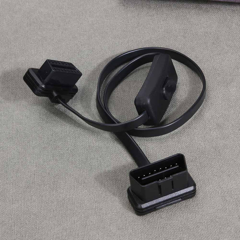 16 Pin Flat OBD 2 Car ELM327 Extension Cable with Switch Adapter Male