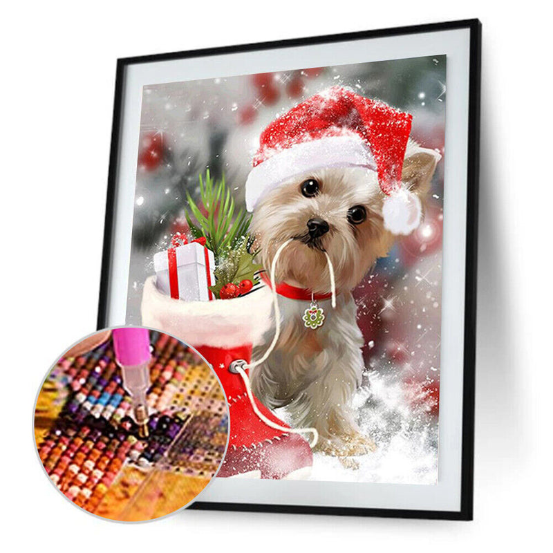 Dog Christmas Xmas 5D Diamond Embroidery Painting Rhinestone Cross Stitch