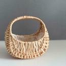 Hand-woven Rattan Storage Basket Picnic Flower Girl Wicker Pot Gift Flower E6B4