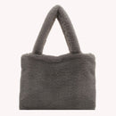 Women Winter Soft Fur Solid Color Top-handle Bag Small Handbag (Grey)