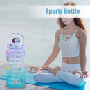 2000ml Large-Capacity Water Bottle Time Marker Frosted Drink Cup (Purple) Newly