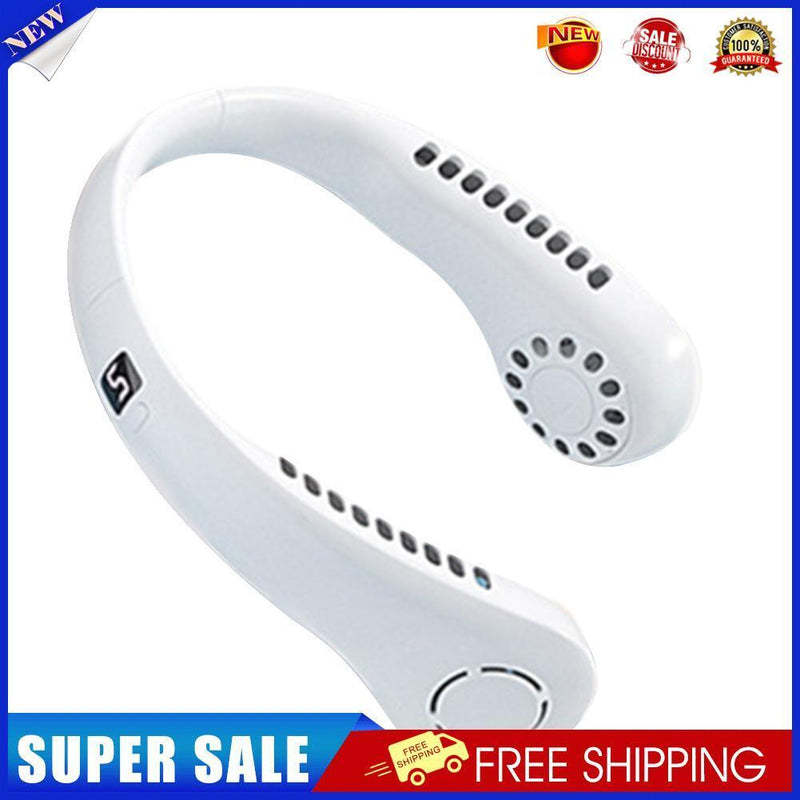 Bladeless Hanging Neck Fan Portable Mini Leafless Fans (White with Display)