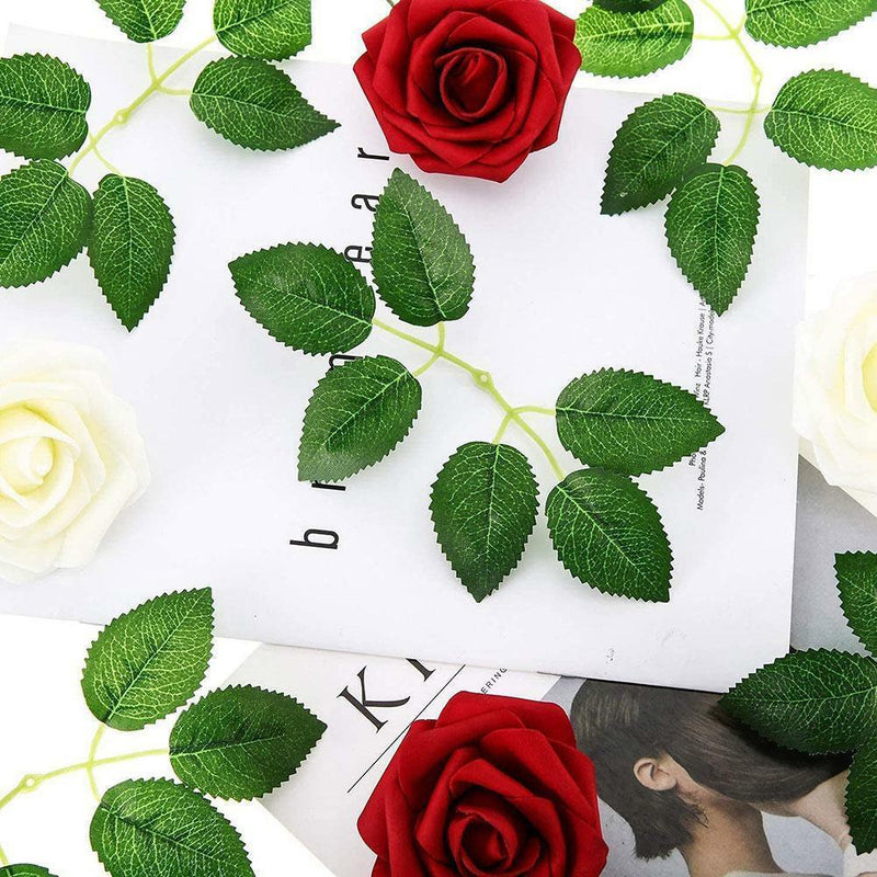 DIY Silk Roses Leaf Gift Weddings Decoratives Flowers Wreath Artificial Leaves