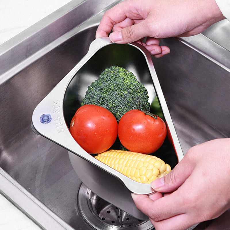 Kitchen Leftover Sink Strainer Stainless Triangular Vegetable Fruit Drain B
