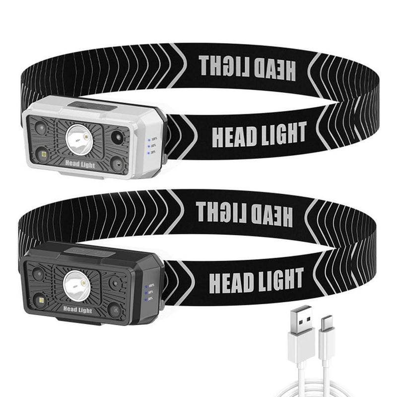 Rechargeable Powerful Sensor Headlamp XPE LED Fishing Headlight (Black)
