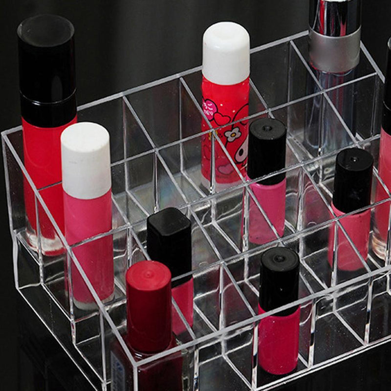 24 Lipstick Nail Polish Makeup Fall Holder Rack Stand Cosmetic Organizer Displa