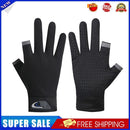 Fishing Gloves Anti-slip 2 Cut Finger Breathable Cycling Mitten (Black)