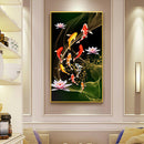 Koi Fish Lotus Diamond Painting Full Round Drill DIY Embroidery Kit 18x34